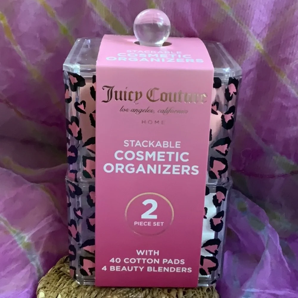 💖🌸Juicy Couture Home Heart 2 Piece Lidded Cosmetic Organizer